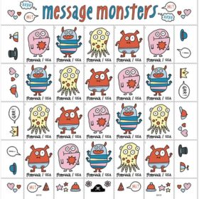 Message Monsters USPS Forever Postage Stamps Ready to Bring a Smile to Your Mail