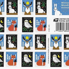 Winter Woodland Animals Forever First Class Postage Stamps
